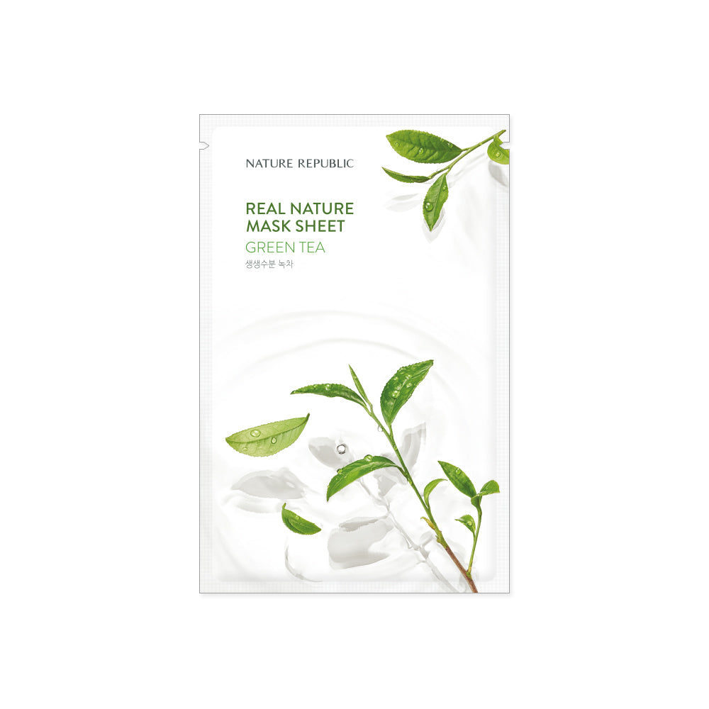REAL NATURE GREEN TEA MASK SHEET (23ML) มาส์กหน้า สูตรชาเขียว